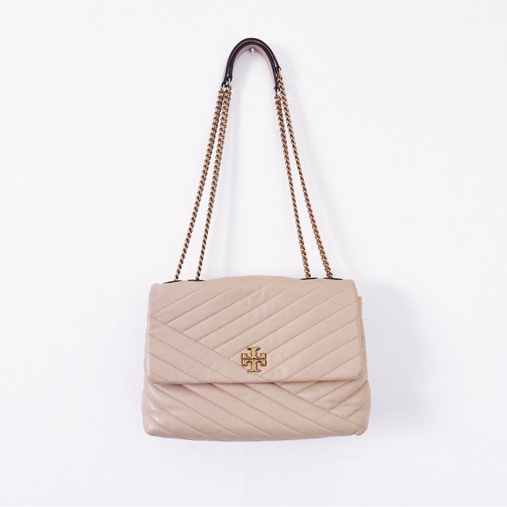 Tory Burch • Kira Chevron Convertible Shoulder Bag purse quilted Devon Sand